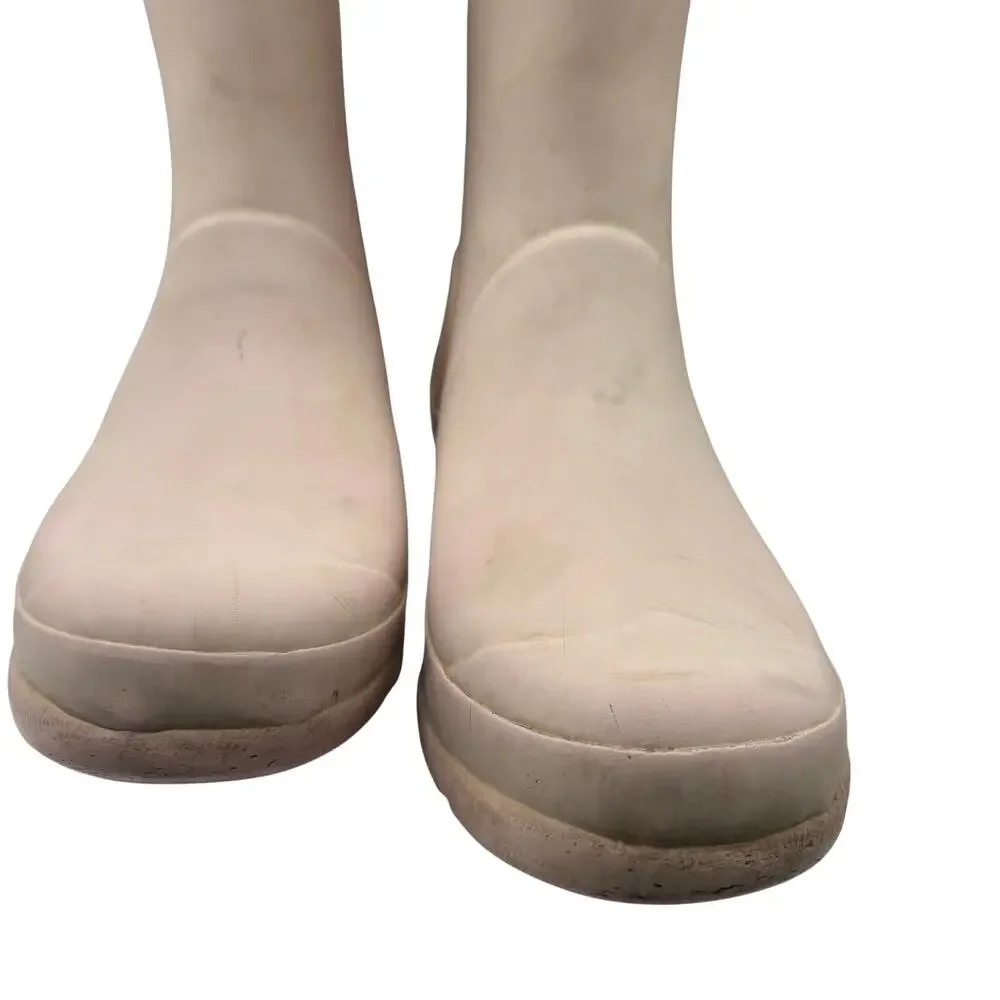 Hunter Original Tall Waterproof Rain Boots Cream White Youth Girls Size 4